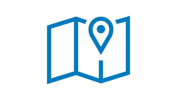 Blaue Karte auf weißem Hintergrund