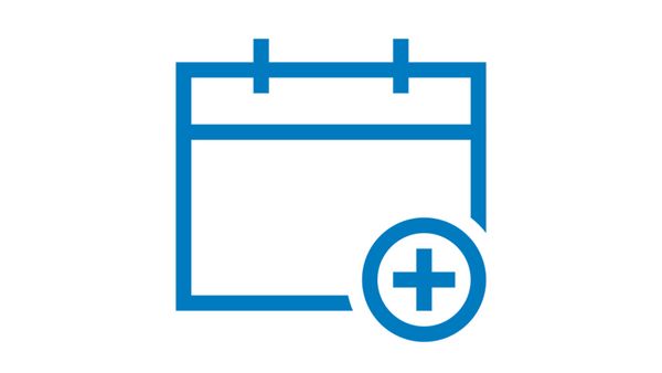 Blauer Kalender auf weißem Hintergrund