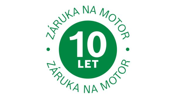 10letá záruka na motor s logem.
