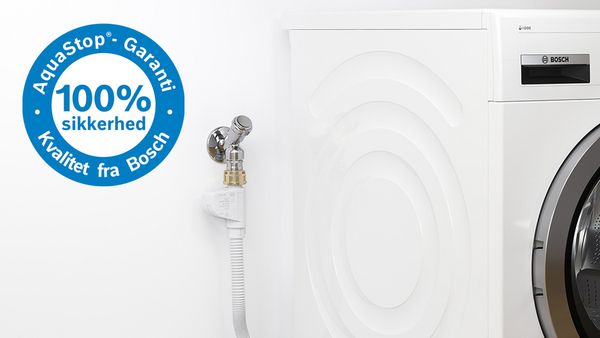 Aquastop-slange mod v&aelig;ggen.