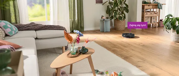 robot sprzatajacy w salonie