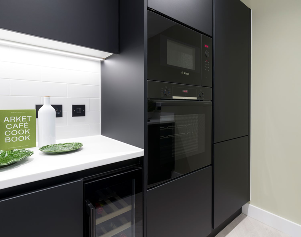 Bosch ovens stacked in kitchen unit