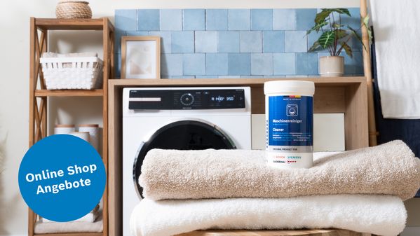 Bosch Zubehör und Reinigungsmittel mit dem Hinweis auf Angebote im Bosch Online Shop