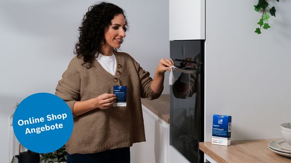 Bosch Zubeh&ouml;r und Reinigungsmittel mit dem Hinweis auf Angebote im Bosch Online Shop