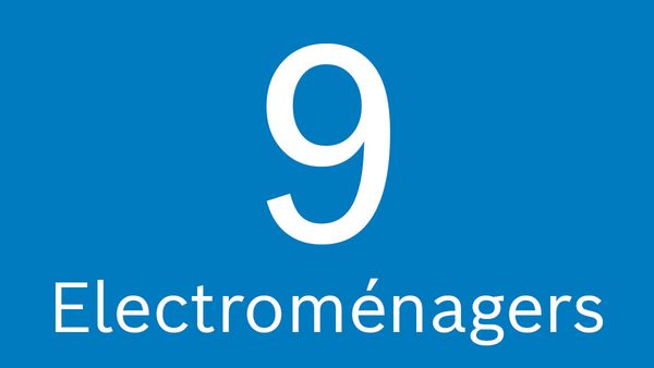 9 électroménagers sur fond bleu