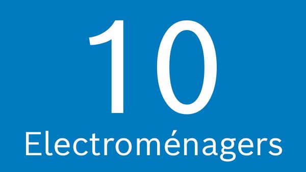 10 électroménagers sur fond bleu