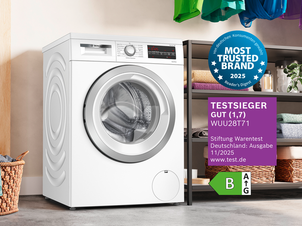 Die Bosch Waschmaschine WUU28T71 erhält die Gesamtnote GUT (1,7).