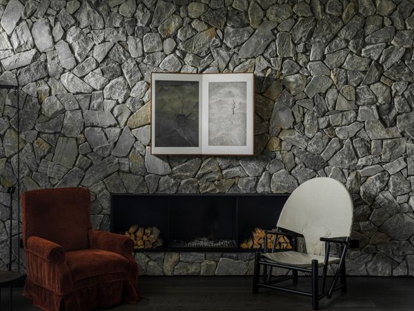 Fireplace seating area showing Wu Bin&rsquo;s Modern Orientalism