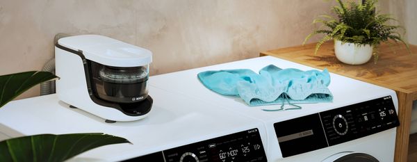 A Bosch Microplastic Filter on top of a laundry appliance