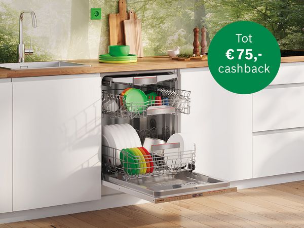 Nu tot &euro;75,- cashback op geselecteerde energiezuinige vaatwassers.
