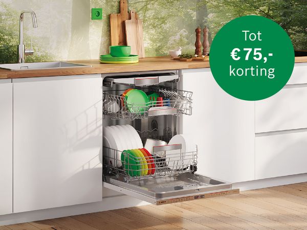 Nu tot &euro;75,- cashback op geselecteerde energiezuinige vaatwassers.