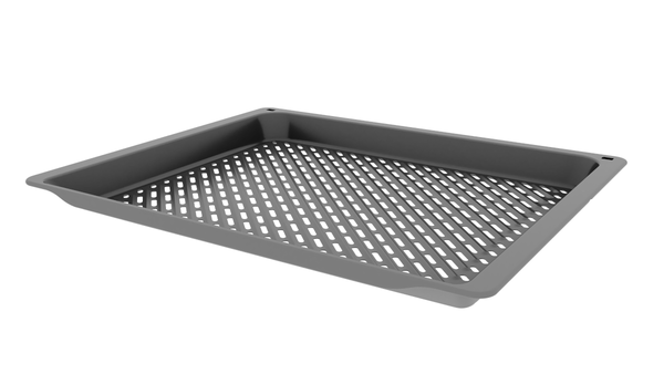 Gelochtes Air Fry Blech von Bosch f&uuml;r Back&ouml;fen, sorgt f&uuml;r gleichm&auml;&szlig;ige Hei&szlig;luftzirkulation und knusprige Ergebnisse.