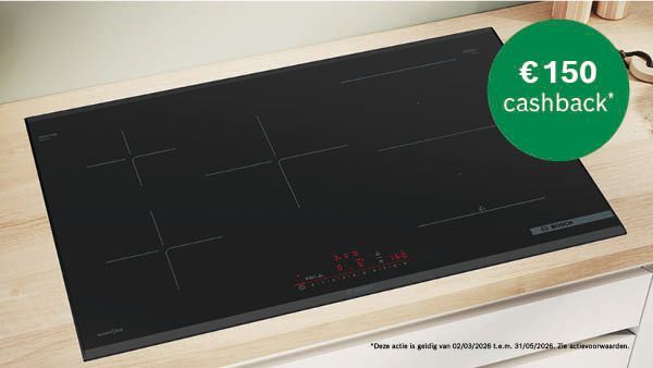 Kookplaat met tot &euro; 100 cashback button.