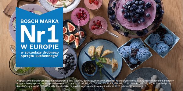 Lakier kuchenny z mikserem, warzywami i narzędziami kuchennymi.