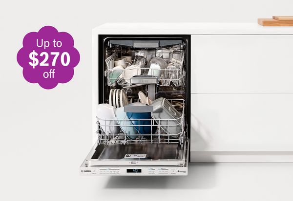 Stainless steel dishwasher opened