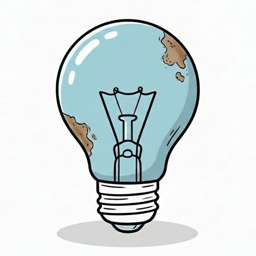 Ilustracja kolorowej żar&oacute;wki z otaczającymi ją elementami cyfrowymi.