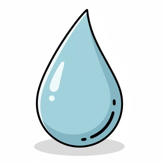 Ilustracja stylizowanej kropli wody z bąbelkami, symbolizująca świeżość i czystość.