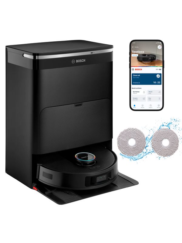 Bosch Saugroboter mit Wischfunktion Spotless Max BCRDW3BX, Detailansicht.