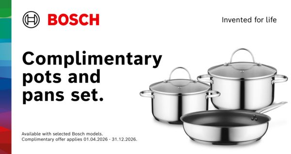 Three pots and pans together with promotion dates