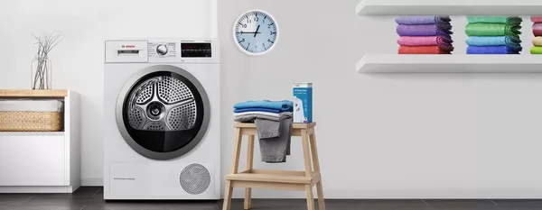 Product shot of a Bosch stain remover bottle on a plain background, centered and in sharp focus to show packaging and branding.