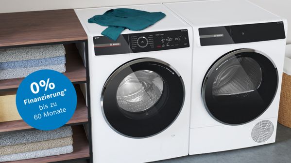 Bosch Waschmaschine und Trockner mit Hinweis auf 60 Monate Finanzierung M&ouml;glichkeit