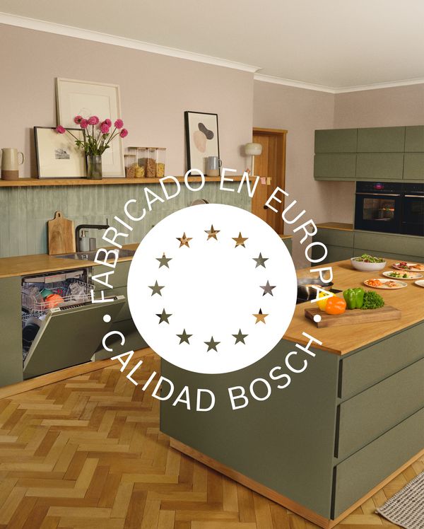 Plato azul sobre una mesa simulando la bamdera de la Uni&oacute;n Europea.