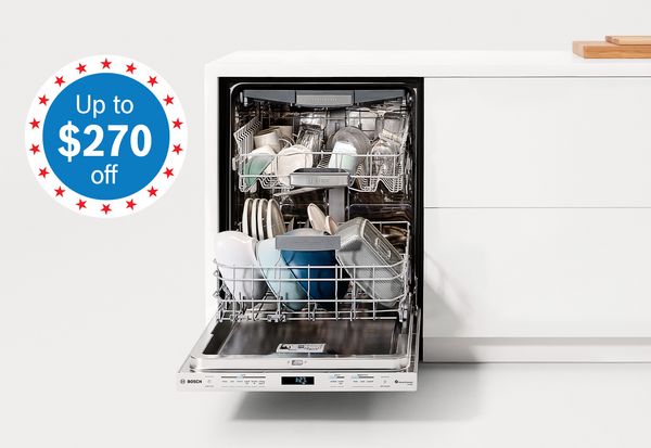 Stainless steel dishwasher opened