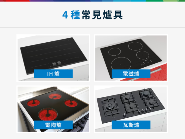 4 種常見爐具。