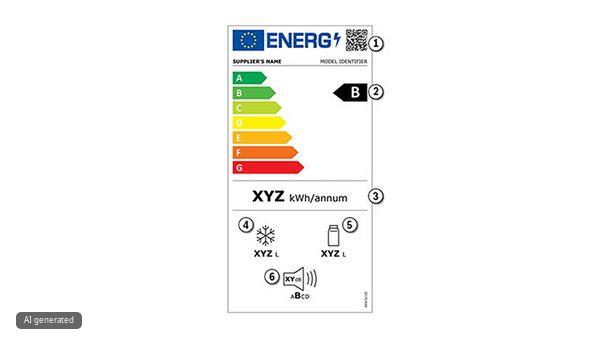 Gros plan sur le balconnet &agrave; bouteilles et une bouteille d'eau dans un r&eacute;frig&eacute;rateur Bosch. Le signe A+++ d&eacute;signe l'efficacit&eacute; &eacute;nerg&eacute;tique.