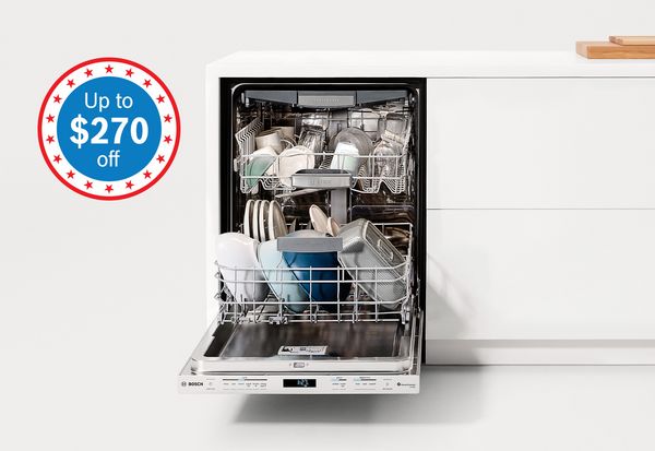 Stainless steel dishwasher opened