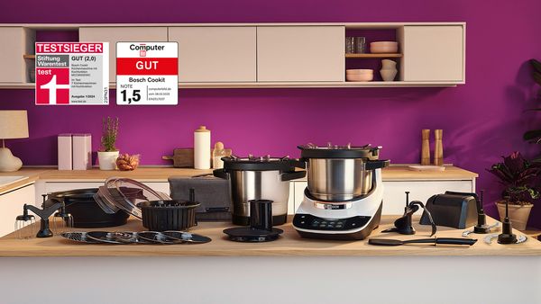 Bosch Cookit K&uuml;chenmaschine ab 1.049 &euro; &ndash; Testsieger Stiftung Warentest & Computer Bild &ndash; Gratis Stabmixer Serie 4 als Exklusivzugabe.
