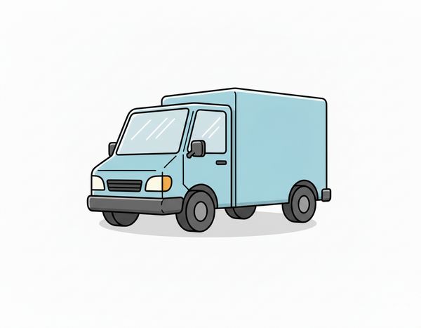 Ilustrowana furgonetka z symbolem recyklingu na boku, reprezentująca transport materiał&oacute;w do recyklingu.