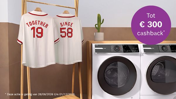 Bosch banner: tot &euro;300 cashback op wasmachines en drogers