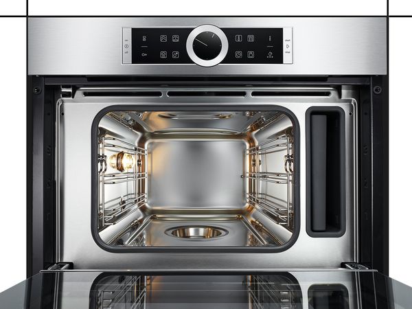 Interior of Bosch steam cooker, made from high-grade stainless steel