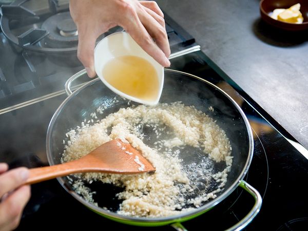 Etape 3 risotto au saumon fumé et aux champignons