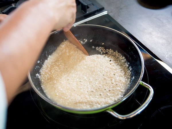 Etape 4 risotto au saumon fumé et aux champignons
