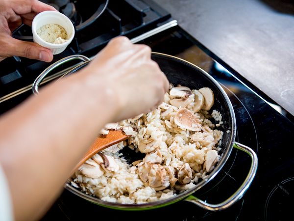  Etape 7 risotto au saumon fumé et aux champignons