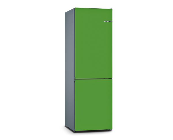 Vario Style fridge freezer of Series 8 ovens from Bosch in lime green.