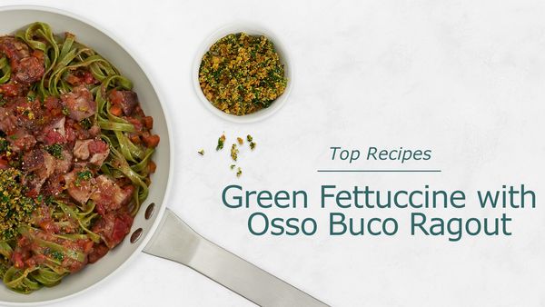 Zielone fettuccine z ragout z osso buco 