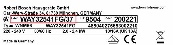 Your model number can be found on your rating plate