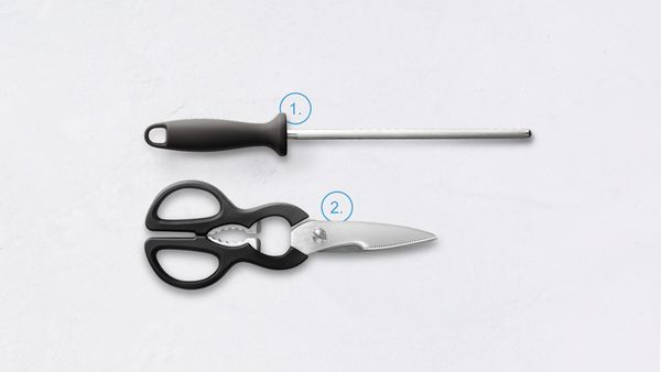 Knife sharpener and kitchen scissors