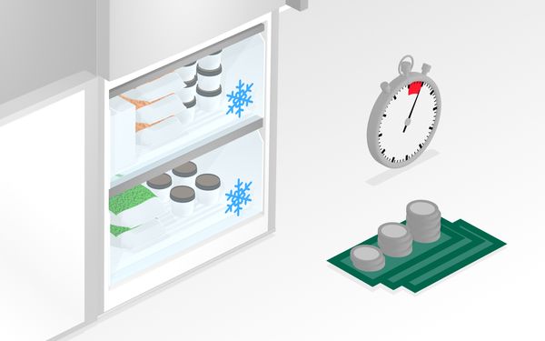 Visualization of the Multi Airflow system circulating fresh and cold air inside a Bosch fridge.