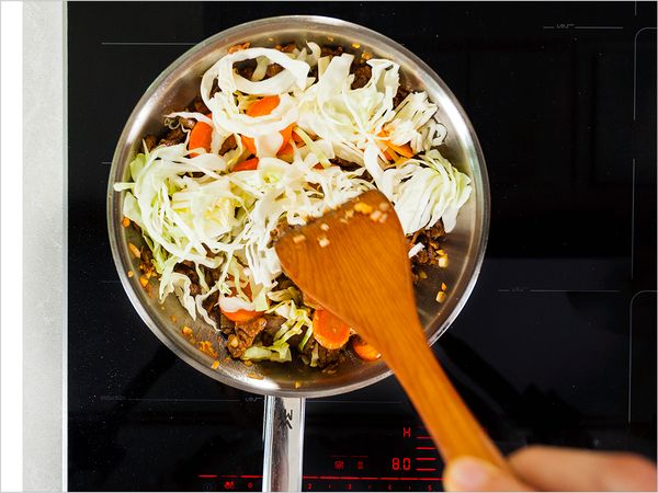 étape 4 wok au chou