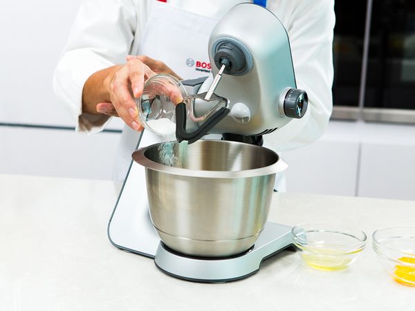 Insert the paddle whisk attachment to the Kitchen Machine
