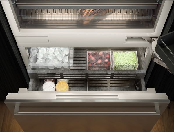 vario refrigerators 400 series series fully extendible freezer drawer and warm white glare free LED lights