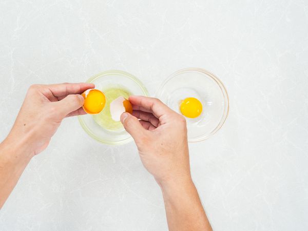 Separate an egg yolk from its egg white