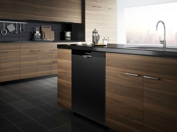 black and stainless steel dishwasher