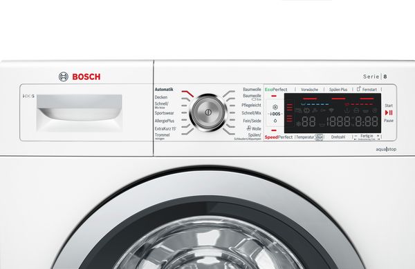 Große Waschmaschinen mit Schnellwaschprogramm. 