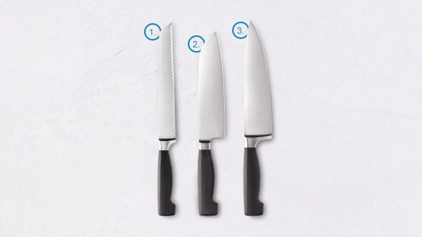 Couteau à pain, couteau santoku et couteau de chef