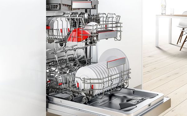 Open Bosch Dishwasher with VarioDrawers.